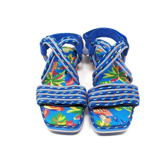 New Farm Rio Womens 10 Macaw Platform Sandals Ankle Strap Slingback Tropical - Picture 6 of 9